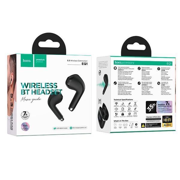 Беспроводные наушники HOCO EQ1 Music guide true wireless BT headset Black 6931474798497 фото