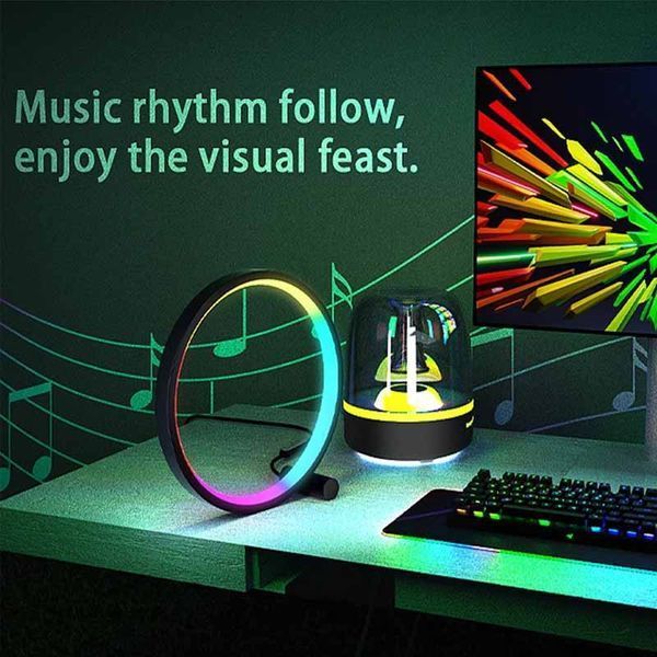 Настольная LED лампа RGB Intelligent circular atmosphere light Bluetooth USB with app Black 656-03690 фото
