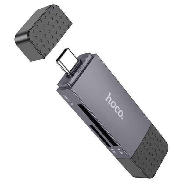 Кардридер HOCO HB45 Spirit 2-in-1 USB/Type-C 3.0 card reader Metal gray 6942007620529 фото