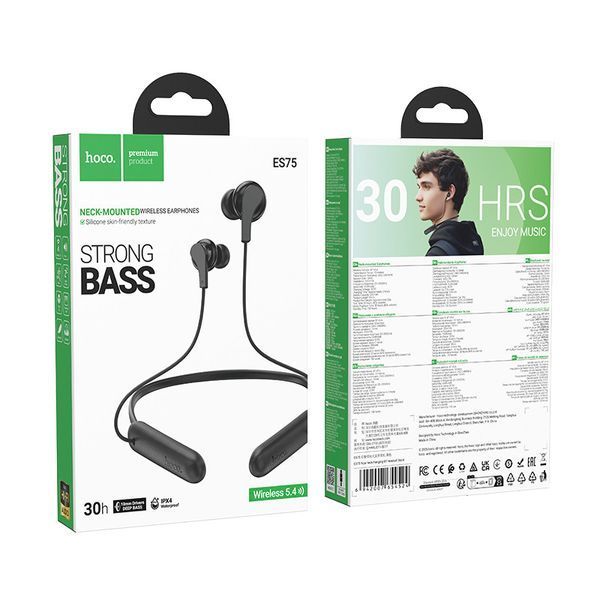 Бездротові спортивні навушники HOCO ES75 Niya neck-hanging BT headset Black 6942007654524 фото