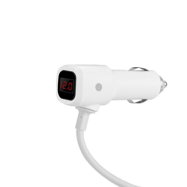 Автомобильное зарядное устройство HOCO Z13 LCD one-pull-three car charger Silver 6957531050896 фото