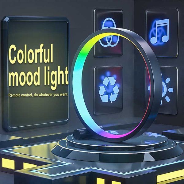 Настольная LED лампа RGB Intelligent circular atmosphere light Bluetooth USB with app Black 656-03690 фото