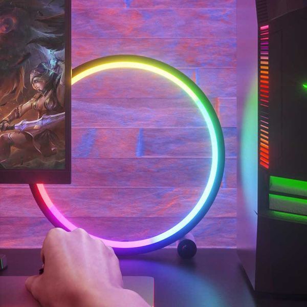 Настольная LED лампа RGB Intelligent circular atmosphere light Bluetooth USB with app Black 656-03690 фото