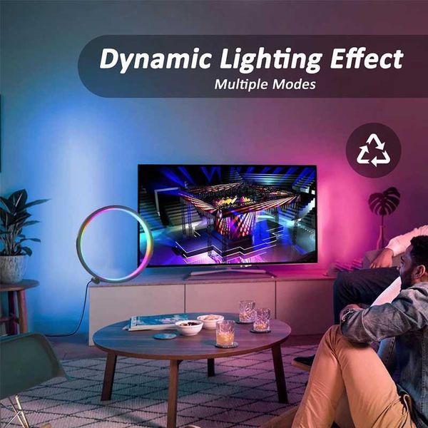 Настольная LED лампа RGB Intelligent circular atmosphere light Bluetooth USB with app Black 656-03690 фото