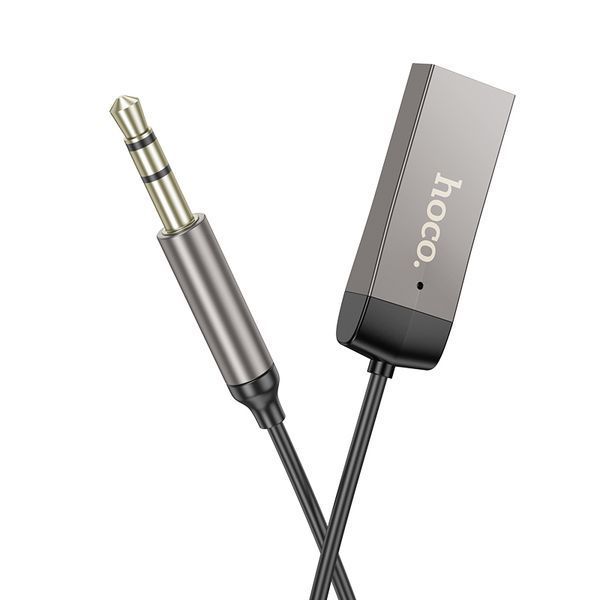 Bluetooth-ресивер HOCO E78 Benefit car AUX BT receiver with cable Black Metal Gray 6942007605663 фото