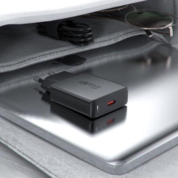 Мережевий зарядний пристрій ACEFAST A65 PD20W GaN single USB-C ultra-thin charger Black 6974316282686 фото