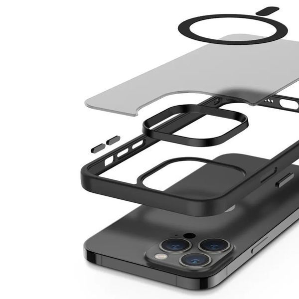 TPU+PC чохол Metal Buttons with MagSafe Colorful для Apple iPhone 12 Pro Max (6.7") Black 555-03099 фото