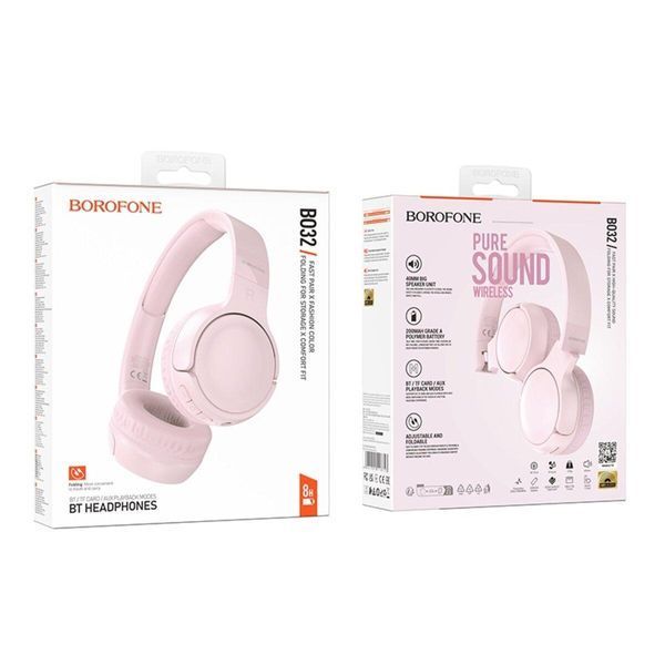 Беспроводные накладные наушники BOROFONE BO32 Show BT headphones Pink 656-03794 фото