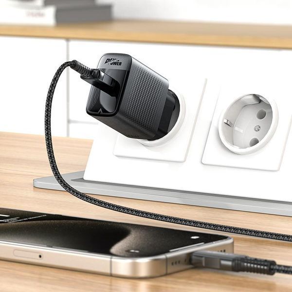 Сетевое зарядное устройство ACEFAST A102 PD30W GaN single USB-C charger (EU) Black 6974316283287 фото