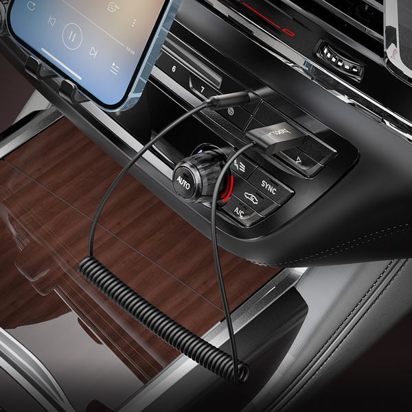 Bluetooth-ресивер HOCO E78 Benefit car AUX BT receiver with cable Black Metal Gray 6942007605663 фото