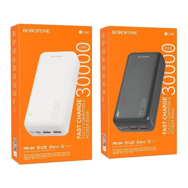 Power Bank Borofone BJ38B Power 22.5W+PD20W 30000 mAh Білий 656-01411 фото
