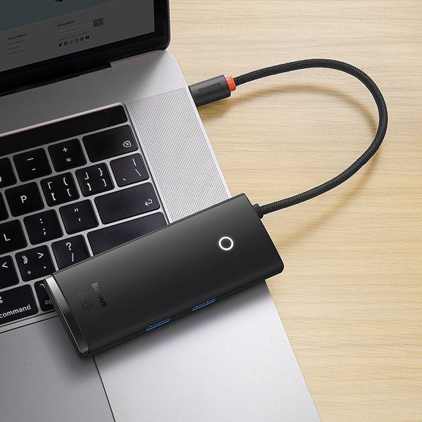 USB-хаб Baseus Lite Series 6-Port Type-C HUB Docking Station (Type-C to HDMI+USB3.0*2+PD+SD/TF) Black WKQX050101 фото