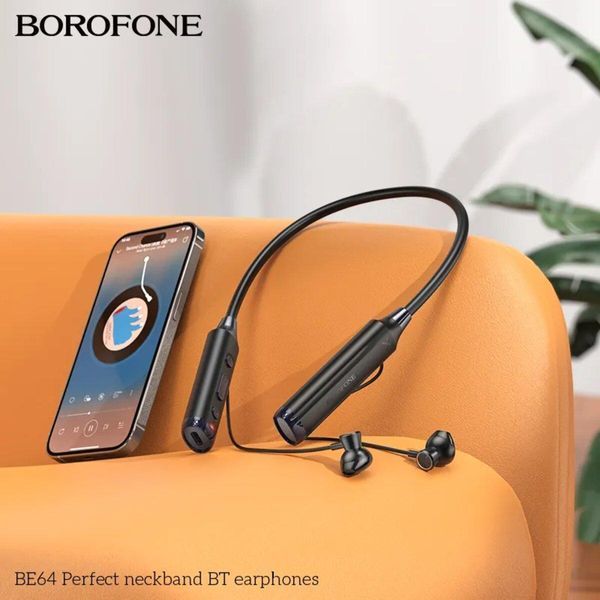 Бездротові навушники BOROFONE BE64 Perfect neckband BT earphones Black 656-01576 фото