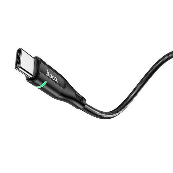 Кабель HOCO U93 USB to Type-C 3A, 1.2m, nylon, aluminum connectors, light indicator, Black 6931474732170 фото