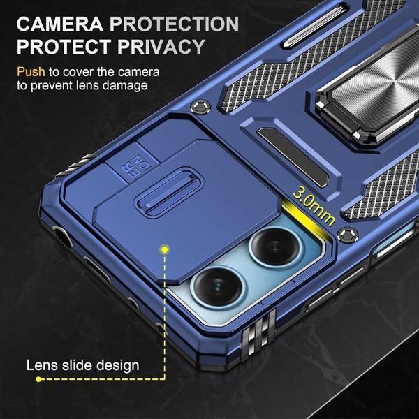 Ударостійкий чохол Camshield Army Ring для Xiaomi Redmi 12 / Poco M6 Pro 5G Navy Blue 777-05015 фото