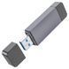 Кардридер HOCO HB45 Spirit 2-in-1 USB/Type-C 3.0 card reader Metal gray 6942007620529 фото 3