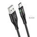 Кабель HOCO U93 USB to Type-C 3A, 1.2m, nylon, aluminum connectors, light indicator, Black 6931474732170 фото 1