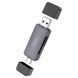 Кардридер HOCO HB45 Spirit 2-in-1 USB/Type-C 3.0 card reader Metal gray 6942007620529 фото 1