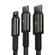 Кабель Baseus Tungsten Gold One-for-three Fast Charging Data 3-in-1 (Micro USB+Lightning+Type-C) 3.5 Black CAMLTWJ-01 фото 7