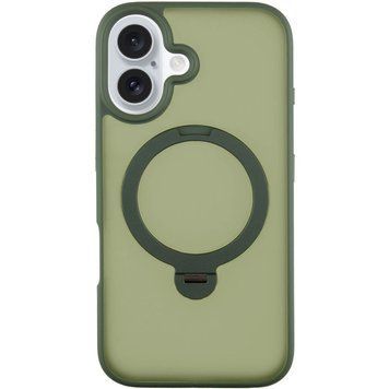 Чехол TPU+PC Metal Buttons with MagSafe Colorful HQ Ring для iPhone 16 (6.1") Green 555-00632 фото