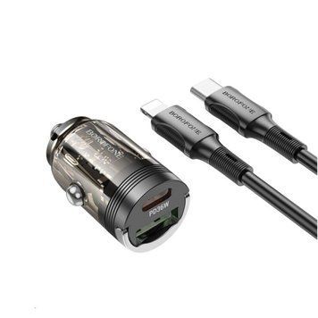 Автомобільний зарядний пристрій BOROFONE BZ29A Talented PD36W+QC3.0 car charger set(C to iP) Black 656-00313 фото