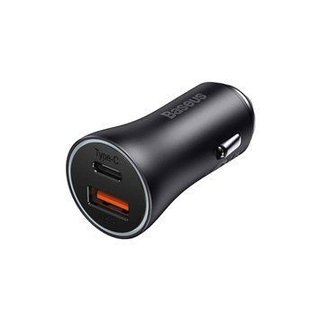Автомобільний зарядний пристрій Baseus Golden Contactor Max Dual Fast Charger Car Charger U+C 60W Dark Gray CGJM000113 фото