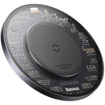 Бездротовий зарядний пристрій Baseus Simple Wireless Charger 15W Type-C Чорно-прозорий 209-00157 фото