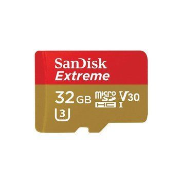 Карта памяти microSDHC (UHS-1 U3) SanDisk Extreme Action A1 32Gb class 10 V30 (R100MB/s, 667x) (adapter SD) SDSQXAF-032G-GN6MA фото