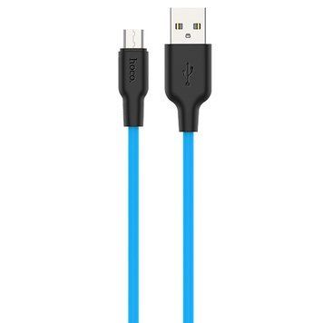 Дата кабель Hoco X21 Plus Silicone MicroUSB Cable (1m) Black / Blue ILSO-00000035239-3 фото