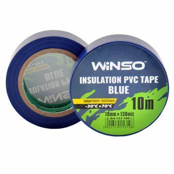 Лента изоляционная ПВХ Winso д.10м, ш.19мм, т.130мк, синяя 153100 фото