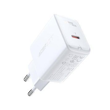 Сетевое зарядное устройство ACEFAST A1 PD20W single USB-C charger White 6974316280040 фото