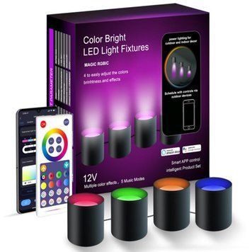 Настенная LED лампа RGB Intelligent wall lamp 4 pcs with Bluetooth European plug with app Black 656-03691 фото