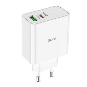 Мережевий зарядний пристрій HOCO C113A Awesome PD65W dual port(1A1C) charger White 656-01354 фото