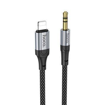 Аудиокабель HOCO UPA26 iP to 3.5mm male, nylon braid, 1m, Black 6942007608817 фото