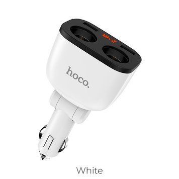 Автомобильное зарядное устройство HOCO Z28 Power ocean cigarette lighter in-car charger with digital display White 6957531091967 фото