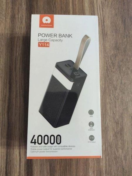 Портативный аккумулятор Power Bank WUW Y114 2 USB+Type-C 40000mAh Черный 216-00023 фото