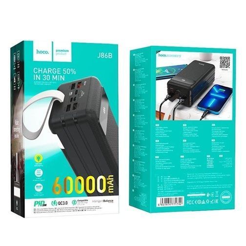 Power Bank HOCO J86B 60000mAh 4USB/1Type-C, 22.5W/3A Black 216-00189 фото