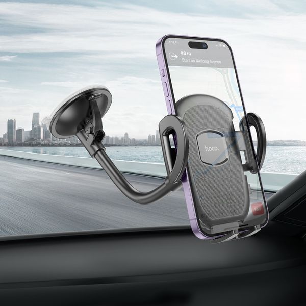Автодержатель для телефона HOCO H10 General car holder(windshield) Black 6931474791580 фото