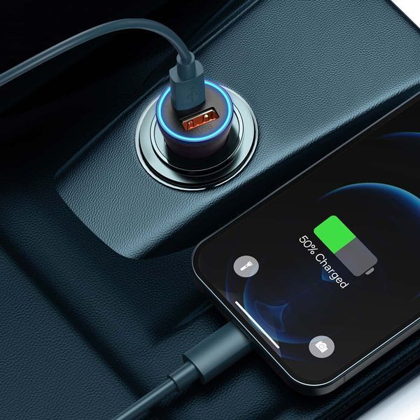 Автомобільний зарядний пристрій Baseus Golden Contactor Max Dual Fast Charger Car Charger U+C 60W Dark Gray CGJM000113 фото