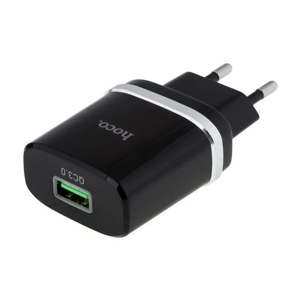Мережевий зарядний пристрій HOCO C12Q Smart QC3.0 charger 18W Black 6931474716255 фото