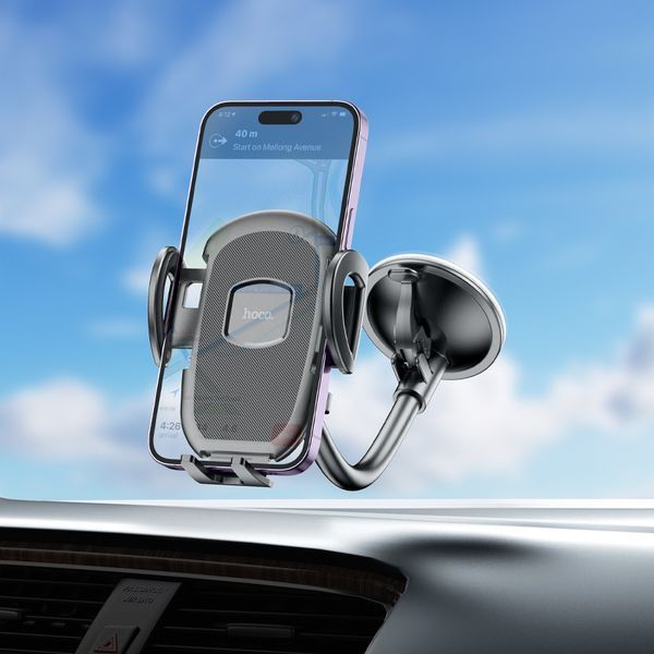 Автодержатель для телефона HOCO H10 General car holder(windshield) Black 6931474791580 фото