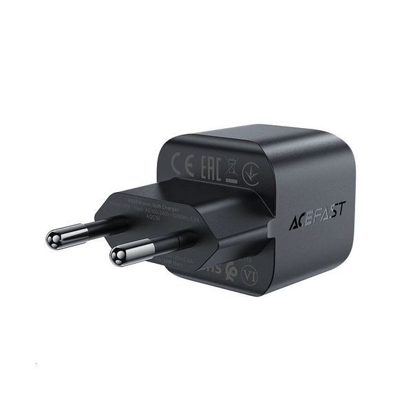 Сетевое зарядное устройство ACEFAST A77 mini PD30W GaN USB-C charger Black 6974316282662 фото