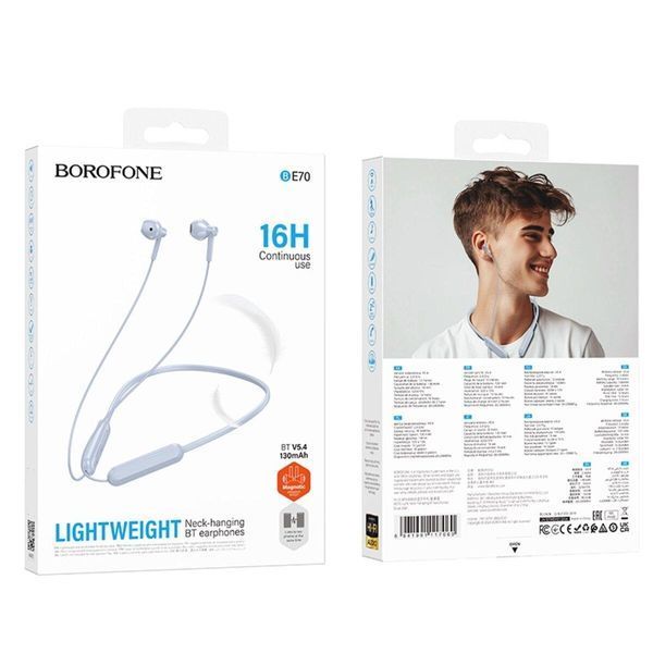 Бездротові навушники BOROFONE BE70 Light neck-hanging BT earphones Blue Star 656-01577 фото