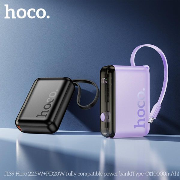 Зовнішній акумулятор HOCO J139 Hero 22.5W+PD20W fully compatible power bank(Type-C)(10000mAh) Purple 656-01169 фото