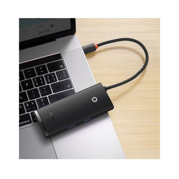 USB-хаб Baseus Lite Series 6-Port Type-C HUB Docking Station (Type-C to HDMI+USB3.0*2+Type-C Data+SD/TF) Black WKQX050001 фото