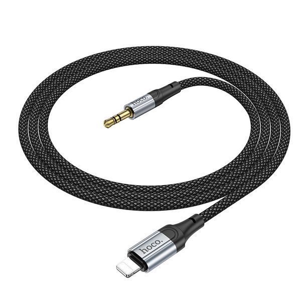 Аудиокабель HOCO UPA26 iP to 3.5mm male, nylon braid, 1m, Black 6942007608817 фото