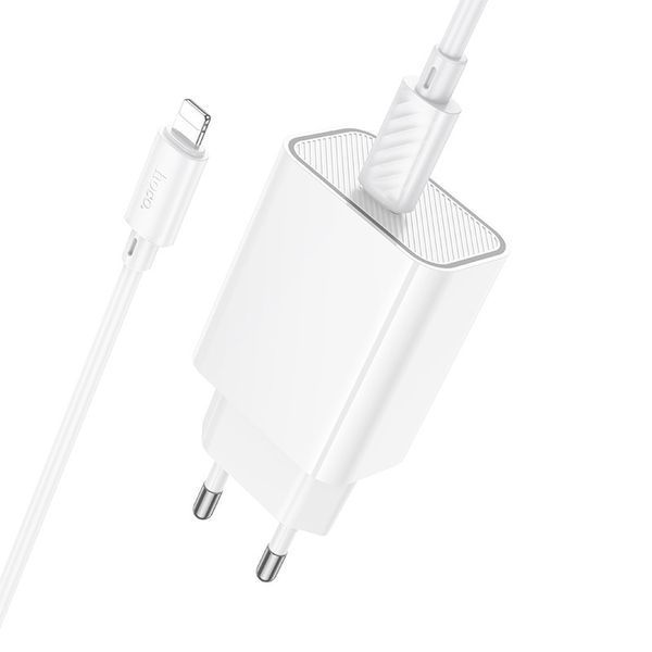 МЗП Hoco C143A Benefit PD20W (1USB-C) + кабель Type-C to Lightning White ILSO-00000078638-1 фото