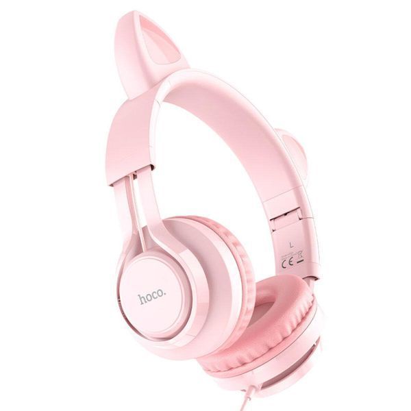 Наушники HOCO W36 Cat ear headphones with mic Pink 656-01040 фото