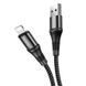 Кабель HOCO X50 USB to iP 2.4A, 1m, nylon, aluminum connectors, Black 6931474734198 фото 1