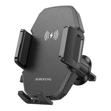 Держатель для мобильного с БЗП BOROFONE BH213 Adelante Wireless Fast Charging Car Holder(Air Outlet) Black 656-00529 фото